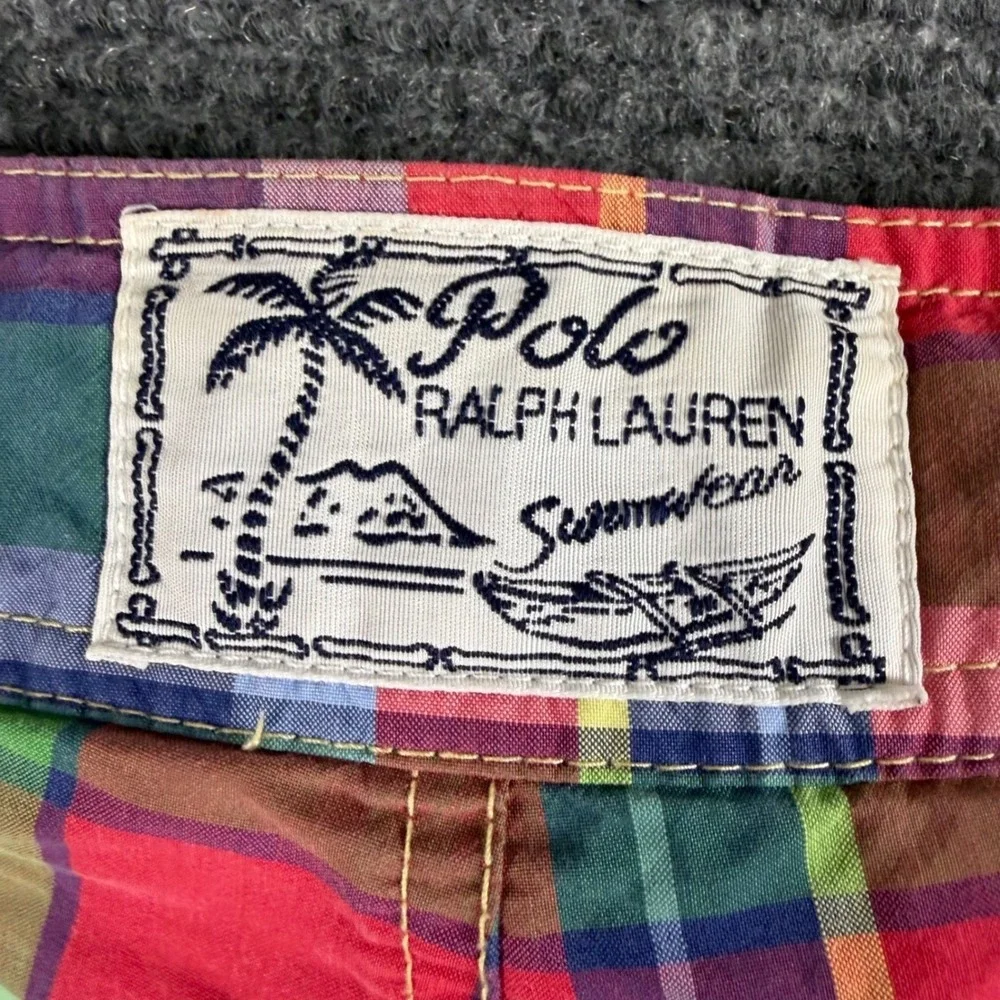 Vintage Polo Ralph Lauren Mens Plaid Swim Trunks Board Shorts Size XL